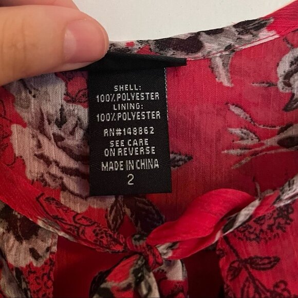 Torrid Size 2 Fuchsia Pink Floral Cold Shoulder Blouse - Picture 6 of 8